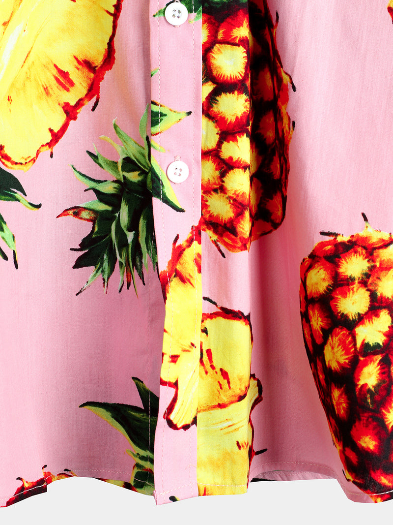 Men's Casual Pineapple Pattern Cotton Shirt