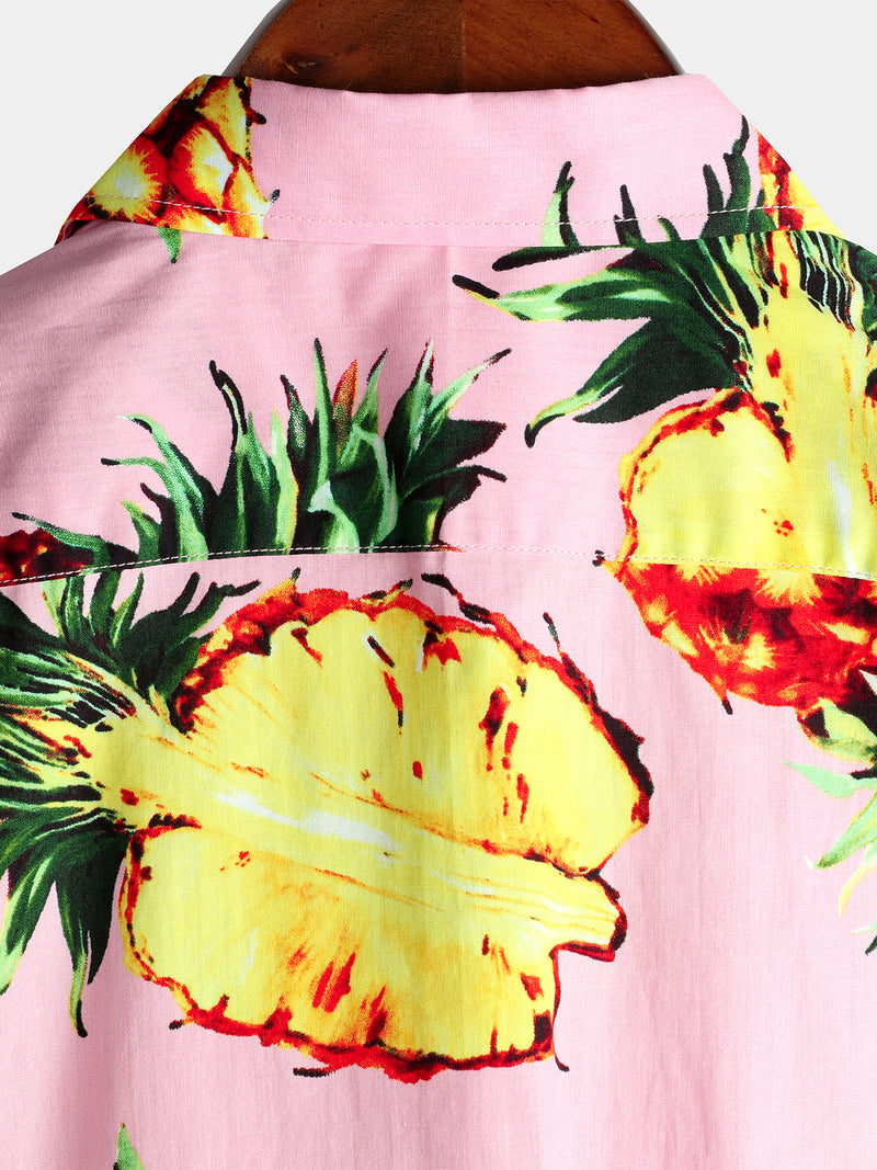 Men's Casual Pineapple Pattern Cotton Shirt