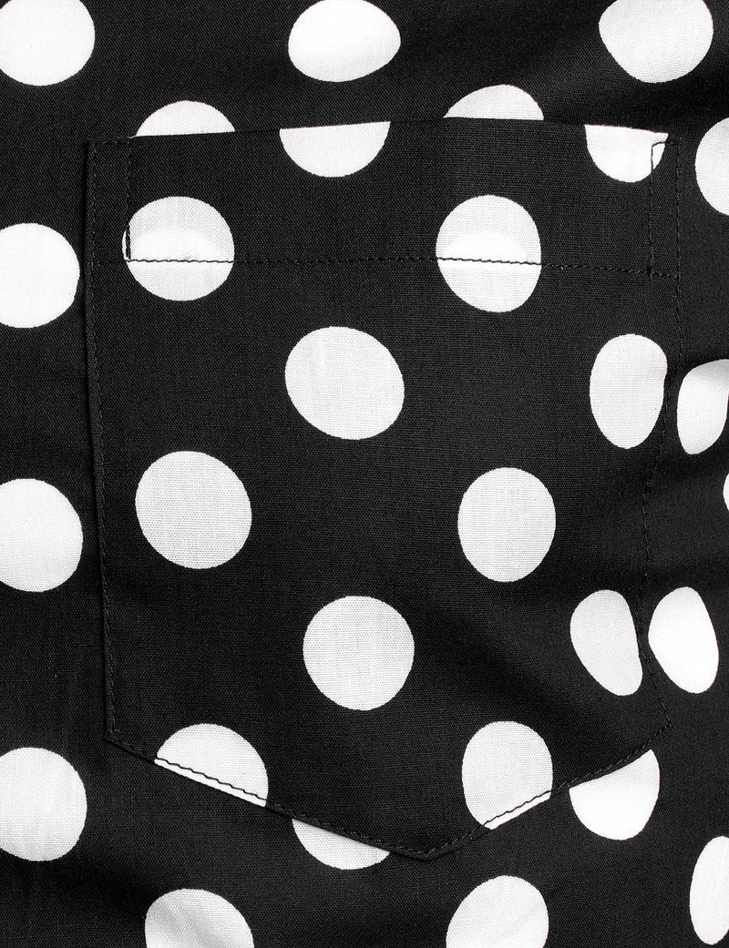 Men's Polka Dots Pocket Cotton Long Sleeve Shirt