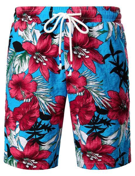 Men's Flower Casual Button Down Hawaiian Shirts&Shorts