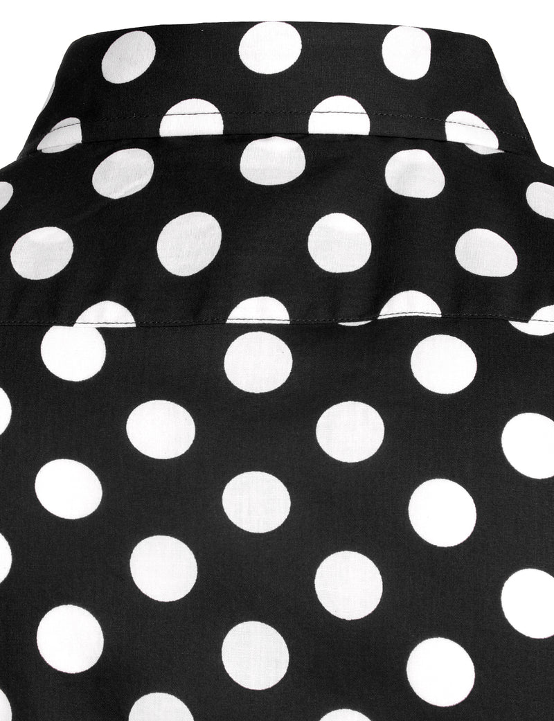 Men's Polka Dots Pocket Cotton Long Sleeve Shirt