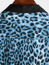 Men's Leopard Print Boling Casual Button Up Short Sleeve Hawaiian Summer Shirt