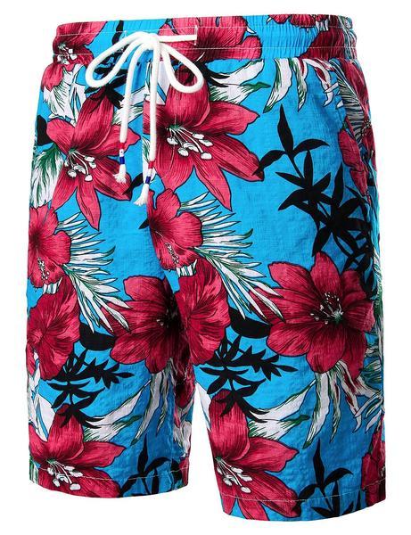 Men's Flower Casual Button Down Hawaiian Shirts&Shorts