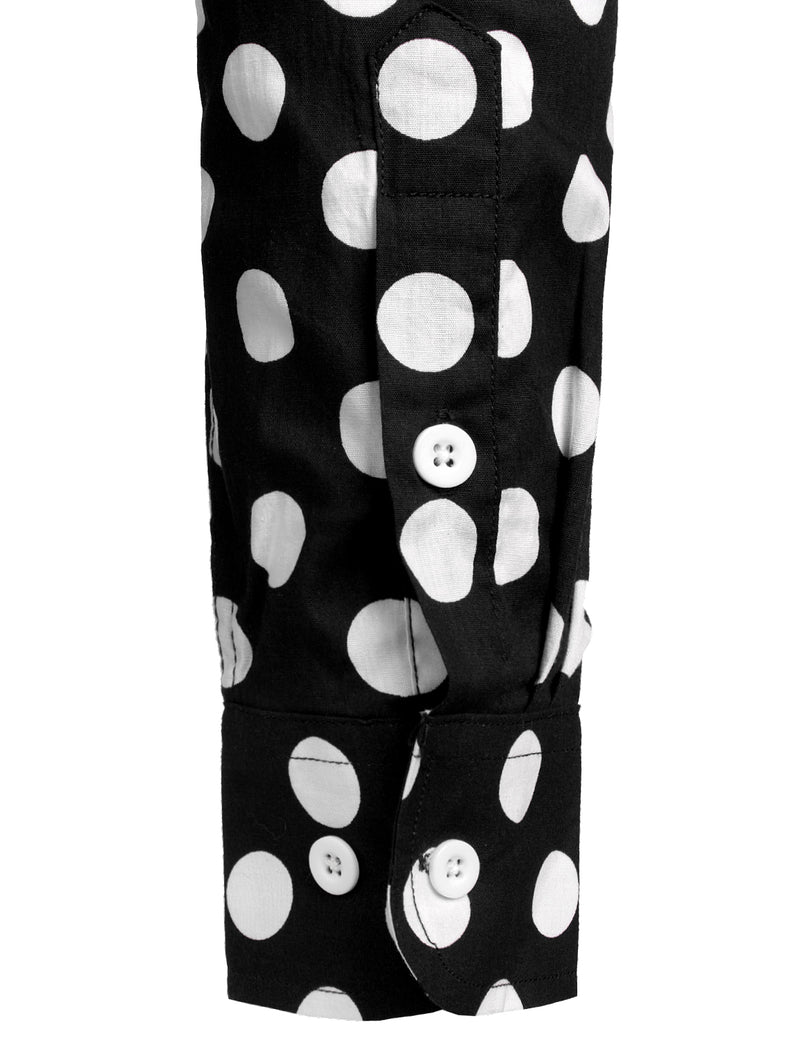 Men's Polka Dots Pocket Cotton Long Sleeve Shirt