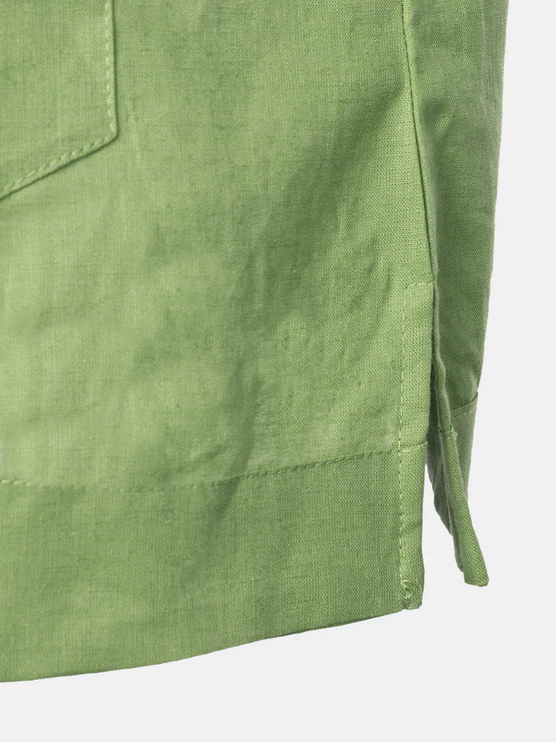 Men’s Pocket Linen Cuban Guayabera Summer Camp Button Up Short Sleeve Casual Shirt