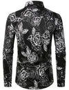 Men's Floral  Long Sleeve Cotton Casual Button Down Shirt