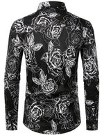 Men's Floral  Long Sleeve Cotton Casual Button Down Shirt