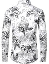 Men's Floral  Long Sleeve Cotton Casual Button Down Shirt
