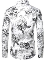 Men's Floral  Long Sleeve Cotton Casual Button Down Shirt