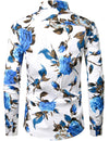 Men's Floral Long Sleeve Cotton Casual Button Down Shirt