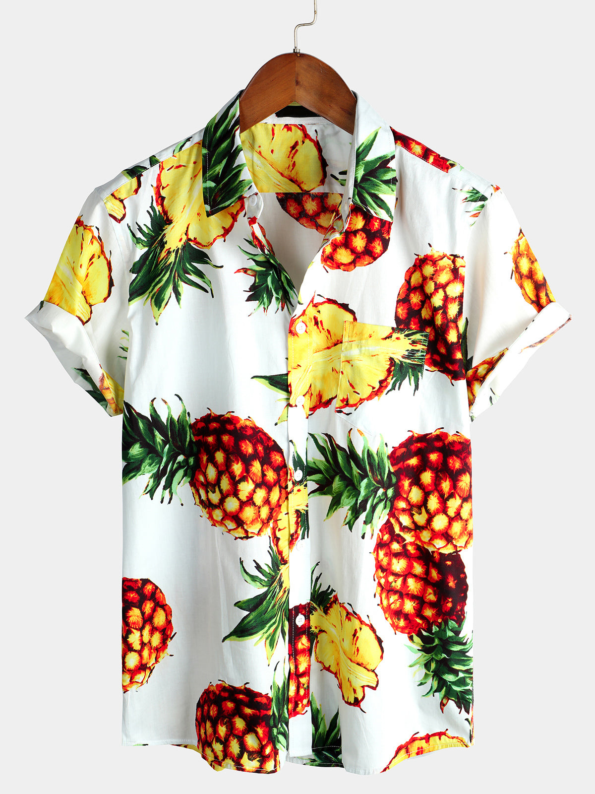 Men's Casual Pineapple Pattern Cotton Shirt