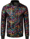 Men's Vintage Embroidered Satin Flight Bomber Jacket Coat