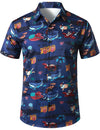 Men's Seaside Santa Holiday Claus Short Sleeve Shirt