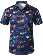 Men's Seaside Santa Holiday Claus Short Sleeve Shirt