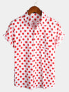 Men's Polka Dots Cotton Pocket Casual Short Sleeve Shirt