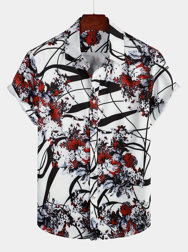 Men's Floral Short Sleeve Casual Shirt