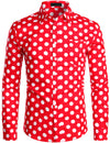 Men's Polka Dots Pocket Cotton Long Sleeve Shirt