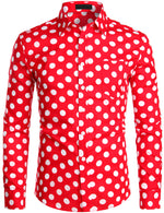 Men's Polka Dots Pocket Cotton Long Sleeve Shirt