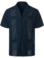 Men's Short Sleeve Button Down Cuban Guayabera Shirts Casual Suits