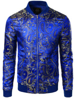 Men's Vintage Embroidered Satin Flight Bomber Jacket Coat
