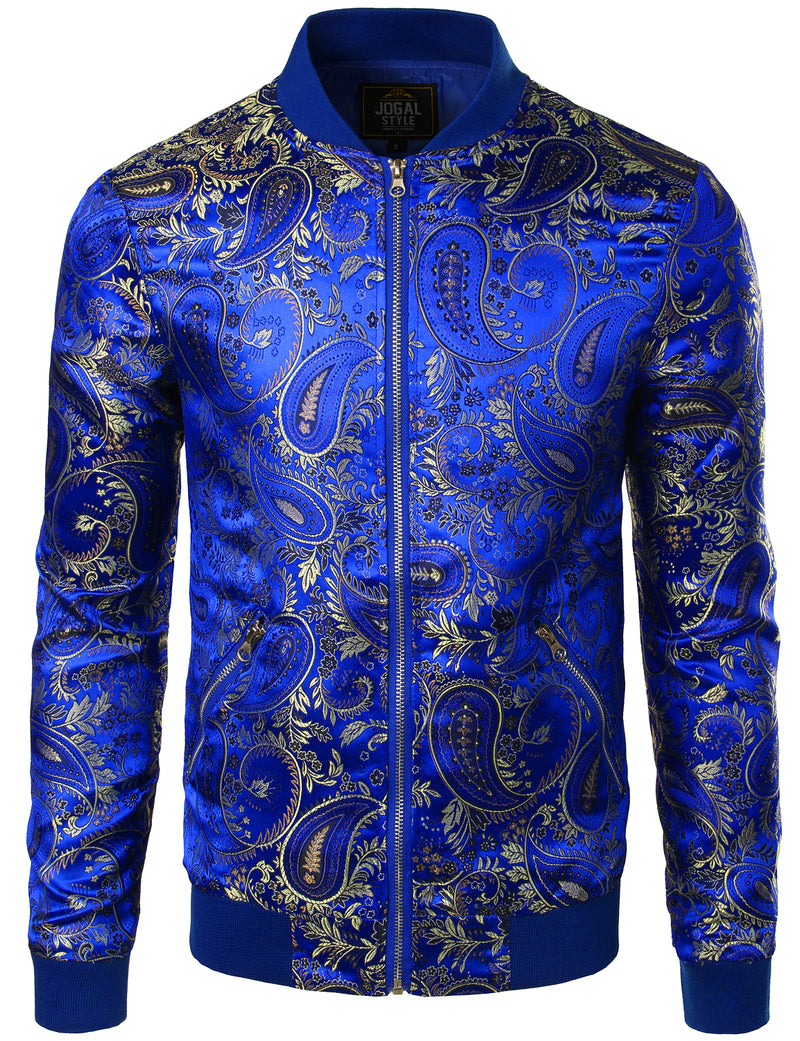 Men's Vintage Embroidered Satin Flight Bomber Jacket Coat