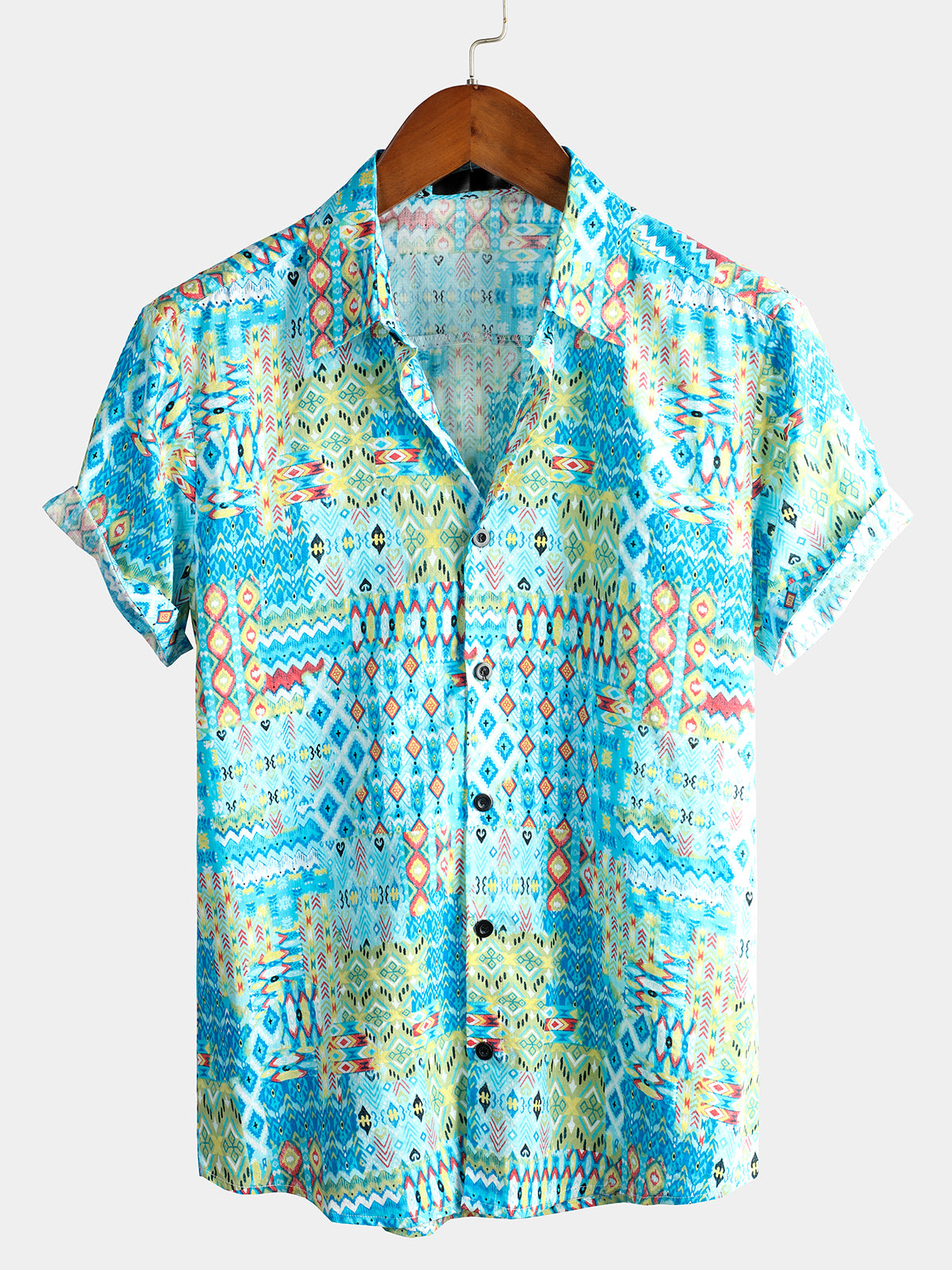 Men's Short Sleeve Cotton Triba Vintage Shirt