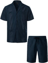 Men's Short Sleeve Button Down Cuban Guayabera Shirts Casual Suits