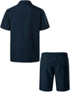 Men's Short Sleeve Button Down Cuban Guayabera Shirts Casual Suits