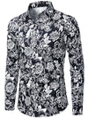 Men's Floral Cotton Casual Button Up Long Sleeve Shirt
