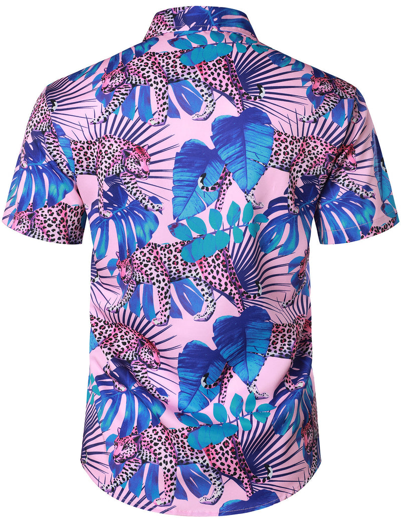 Men's Casual Leopard Hawaiian Shirt & Shorts Set