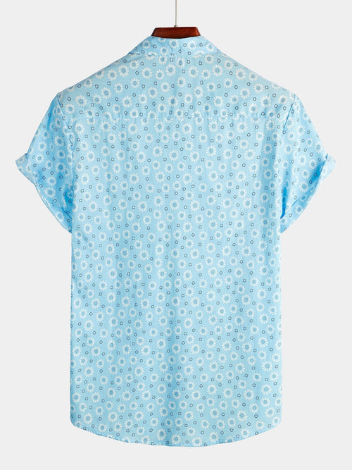 Men's Floral Cotton Tropical Hawaiian Short Sleeve Shirt
