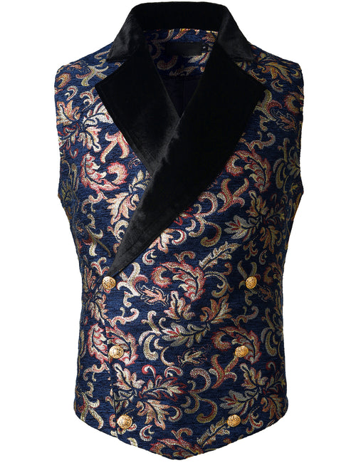 Mens Victorian Double Breasted Vest Gothic Steampunk Waistcoat