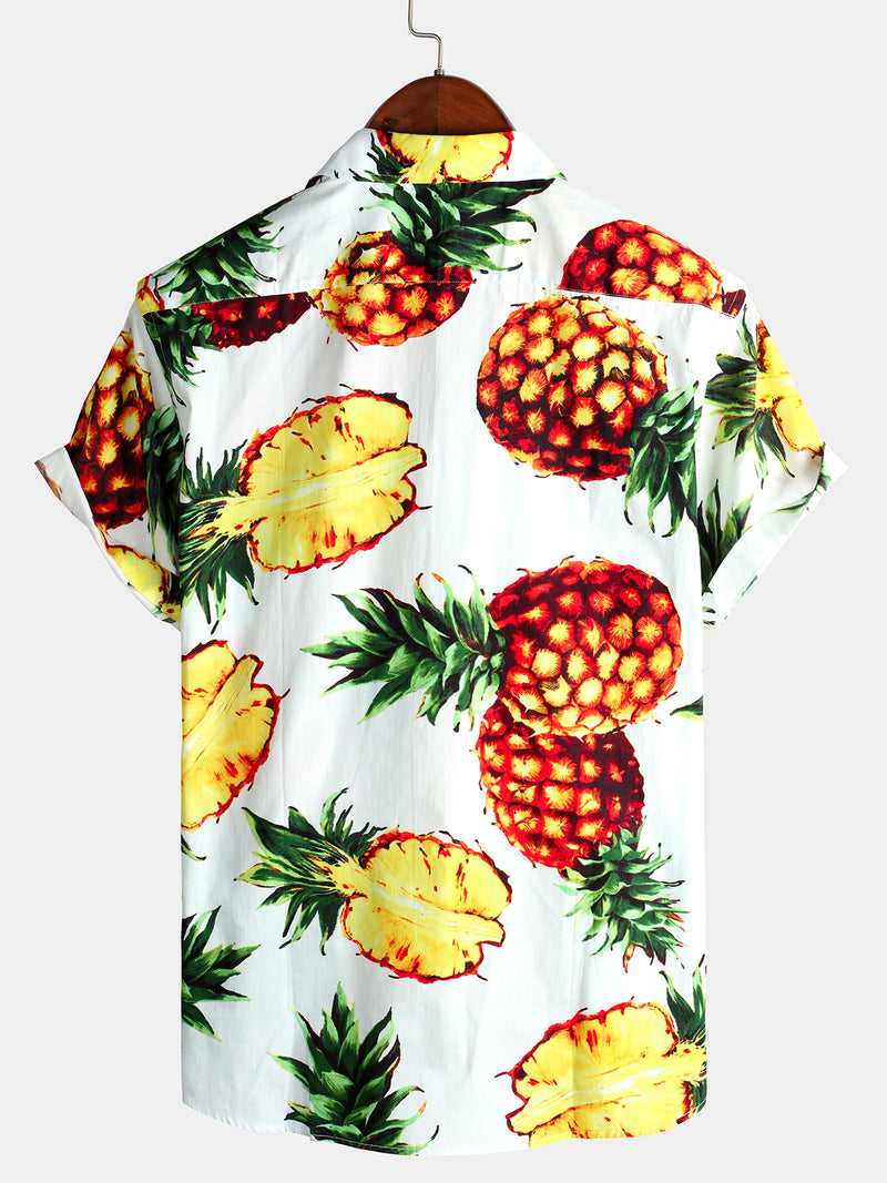 Men's Casual Pineapple Pattern Cotton Shirt
