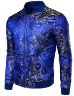 Men's Vintage Embroidered Satin Flight Bomber Jacket Coat