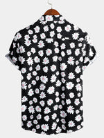 Men's Floral Daisy Print Tropical Hawaiian Cotton Flower Shirt