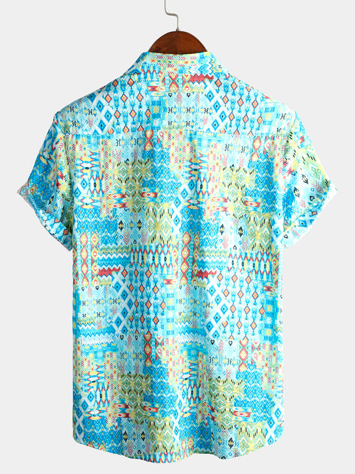Men's Short Sleeve Cotton Triba Vintage Shirt