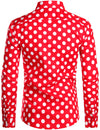 Men's Polka Dots Pocket Cotton Long Sleeve Shirt