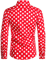 Men's Polka Dots Pocket Cotton Long Sleeve Shirt