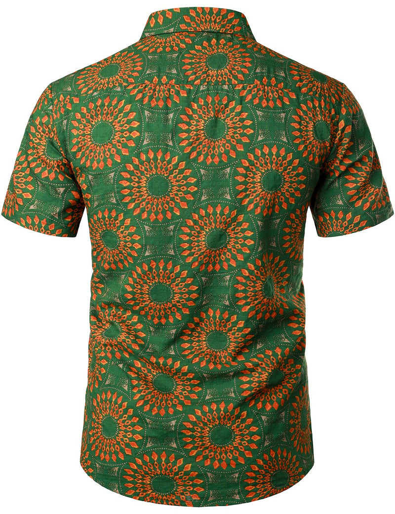 Men's Flower Casual Button Down Hawaiian Shirts&Shorts