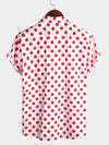 Men's Polka Dots Cotton Pocket Casual Short Sleeve Shirt