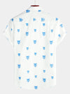 Men's Wolf Animal Print Button Casual Lapel White Short Sleeve Shirt