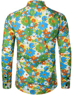 Men's Long Sleeve Cotton Floral Print Shirt