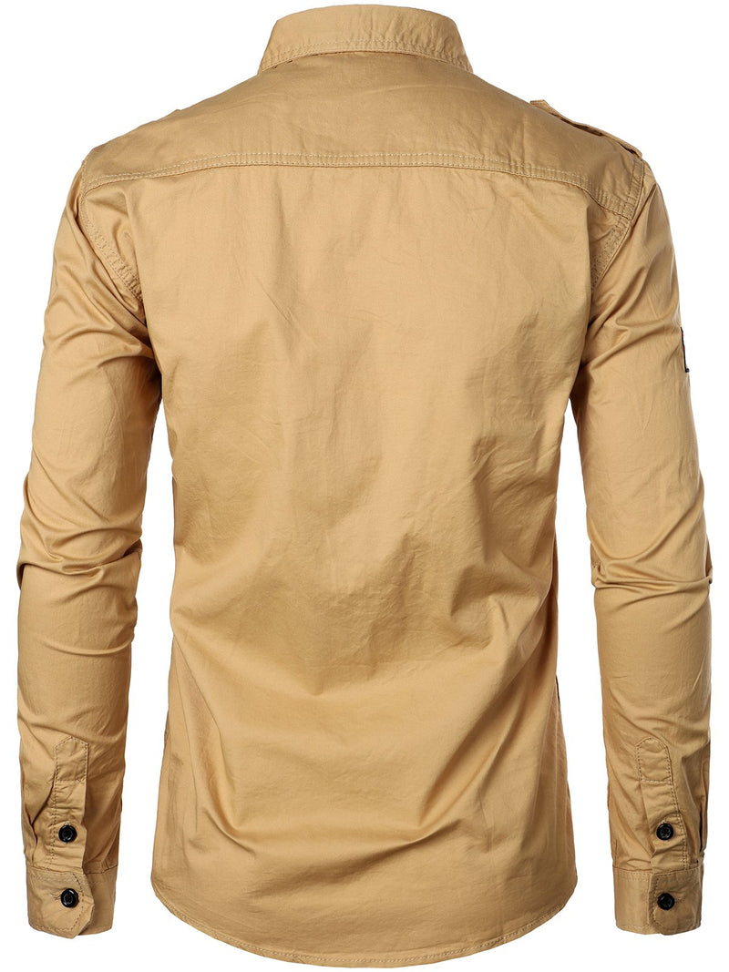 Men's Cotton Lapel Outdoor Casual Long Sleeve Shirt