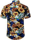 Men's Flower Casual Button Down Hawaiian Shirts&Shorts
