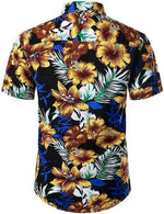 Men's Flower Casual Button Down Hawaiian Shirts&Shorts