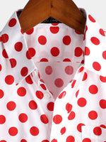 Men's Polka Dots Cotton Pocket Casual Short Sleeve Shirt