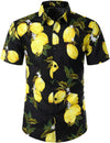 Men's Lemon Print Cotton Hawaiian Shirt & Shorts Set