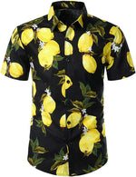Men's Lemon Print Cotton Hawaiian Shirt & Shorts Set
