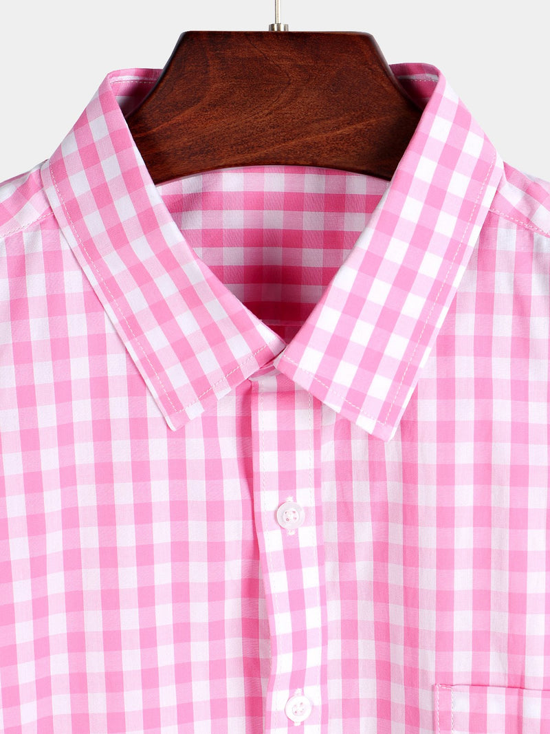 Men's Cotton Long Sleeve Plaid Casual Shirt