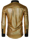 Men's Dress Shirt Sequins Button Down Long Sleeve Shirts Disco Party Costume